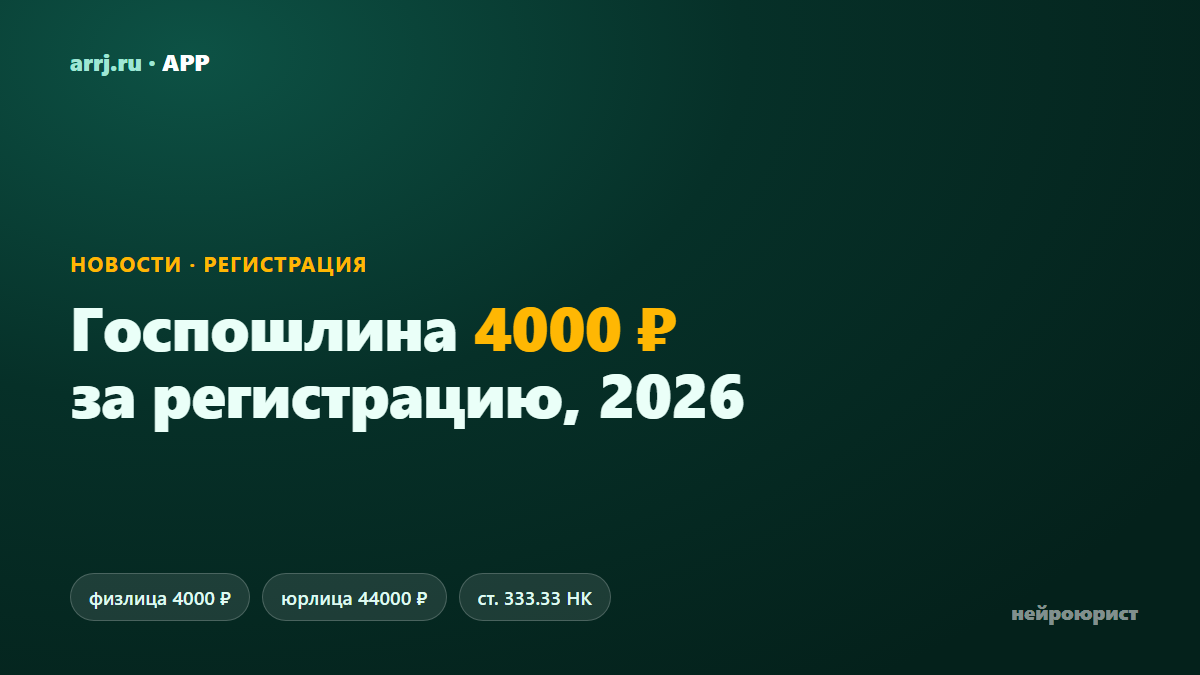 Госпошлина за регистрацию недвижимости в 2026 году: сколько платить